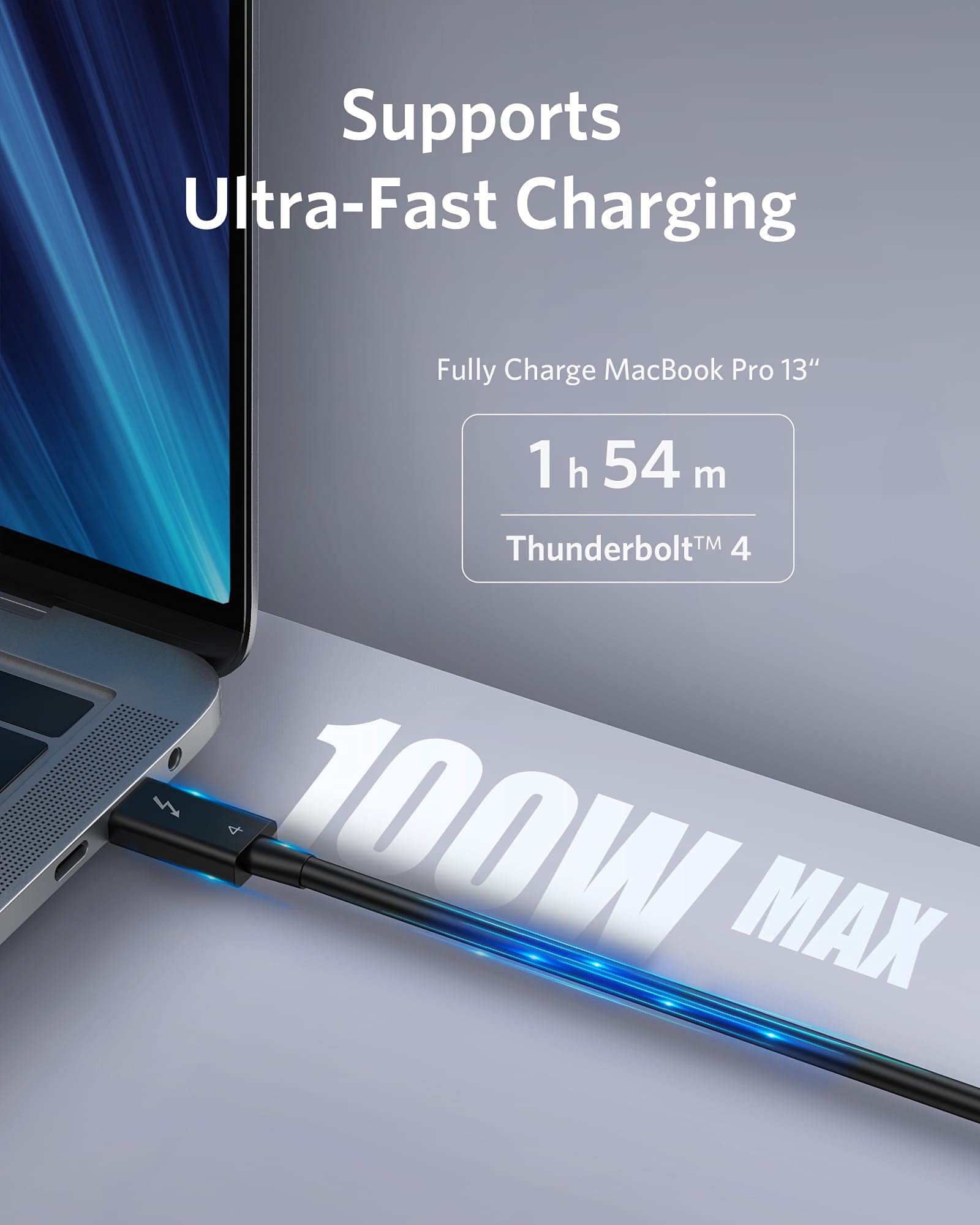 Refurbished USB-C to USB-C Thunderbolt 4 100W Cable (2.3 ft) M3