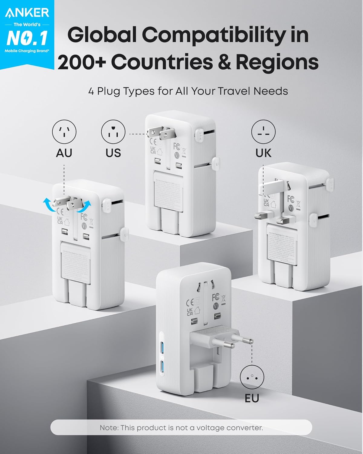 Nano Travel Adapter (5-in-1, 20W, 2-Pack) E8