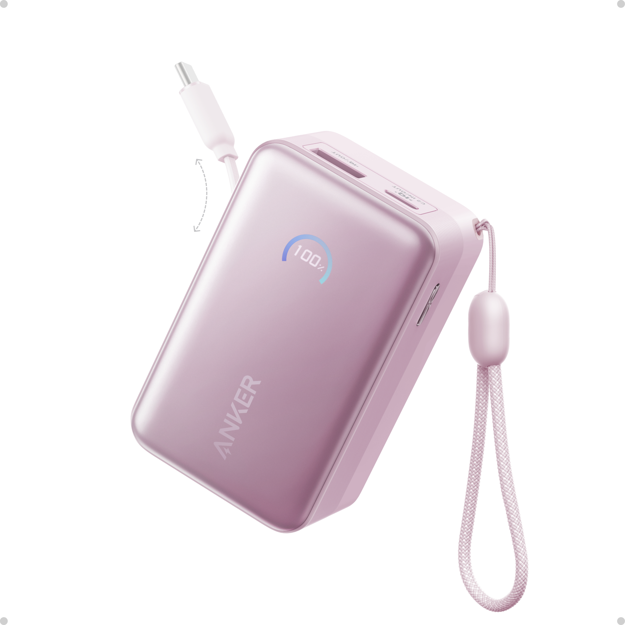 Nano Power Bank (10K, 45W, Built-In Retractable USB-C Cable) D2