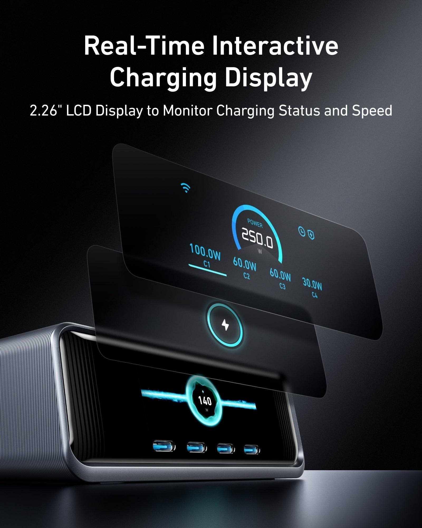 Prime Charger (250W, 6 Ports, GaNPrime) with USB-C to USB-C Cable (240W) G0