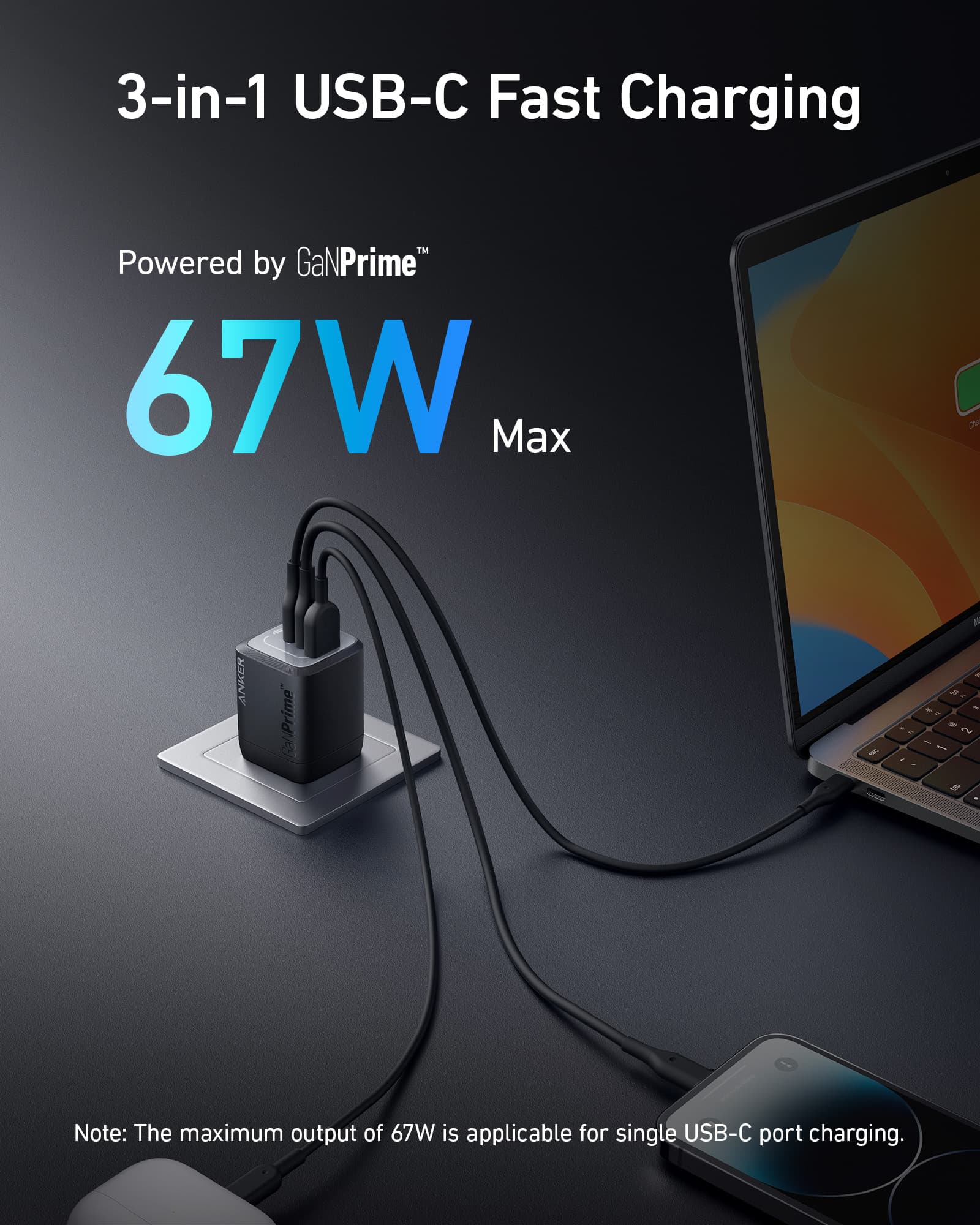 Prime 67W GaN Wall Charger (3 Ports) 2-Pack V0