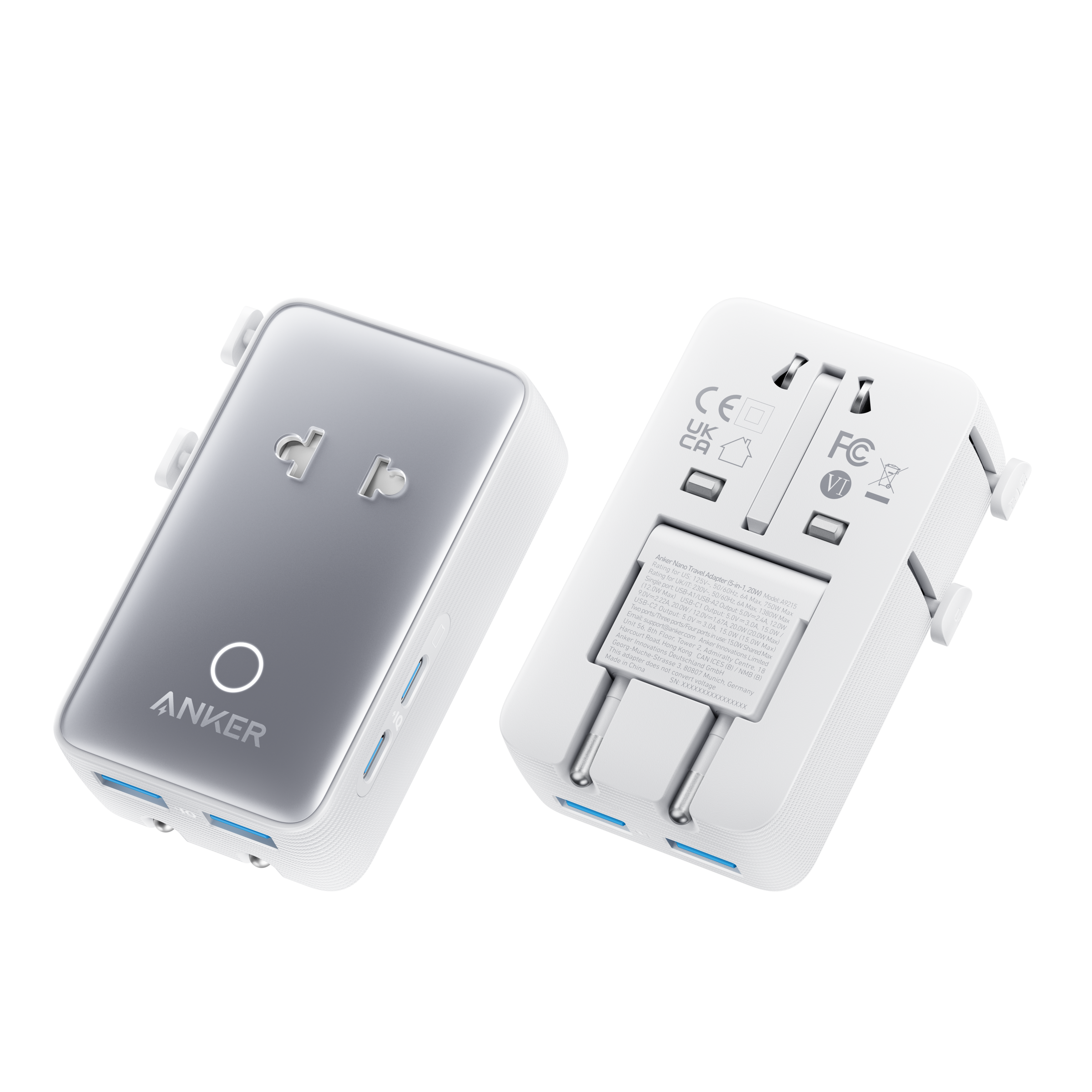 MagGo Wireless Charging Station (Foldable 3-in-1) and Nano Travel Adapter (5-in-1, 20W, 1-Pack) V2