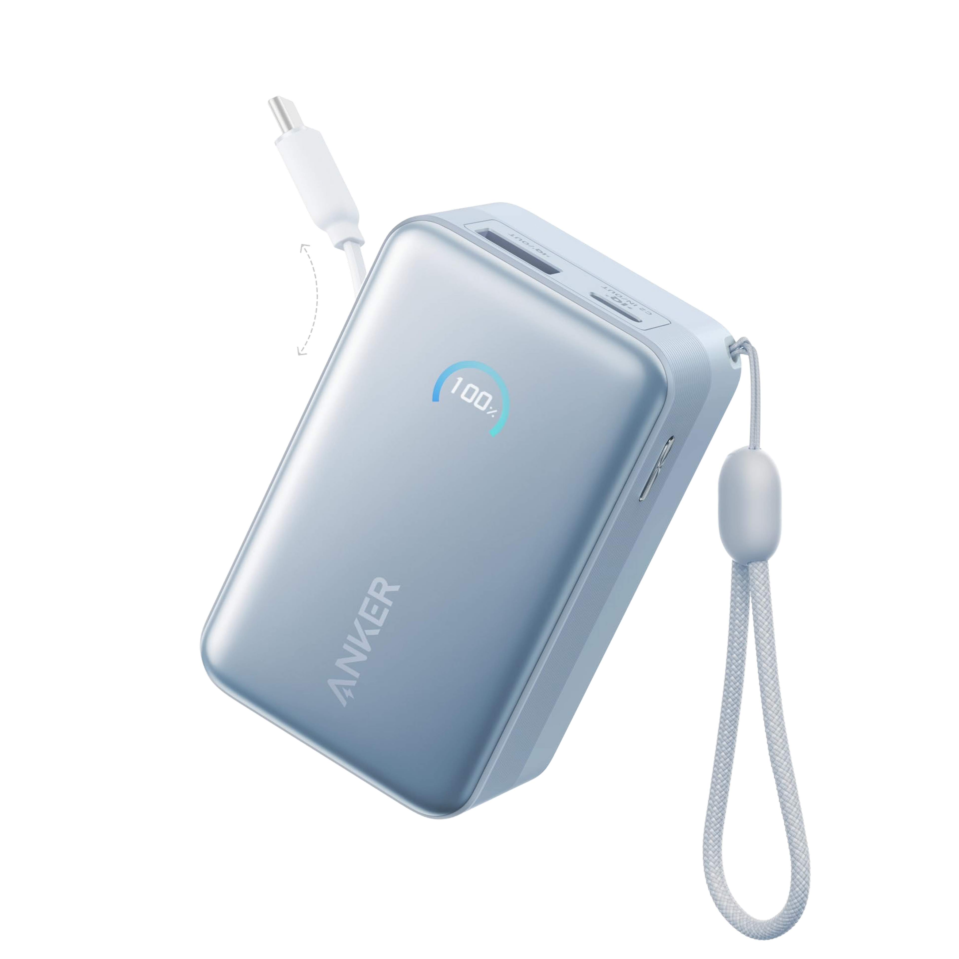 Nano Power Bank (10K, 45W, Built-In Retractable USB-C Cable) D2
