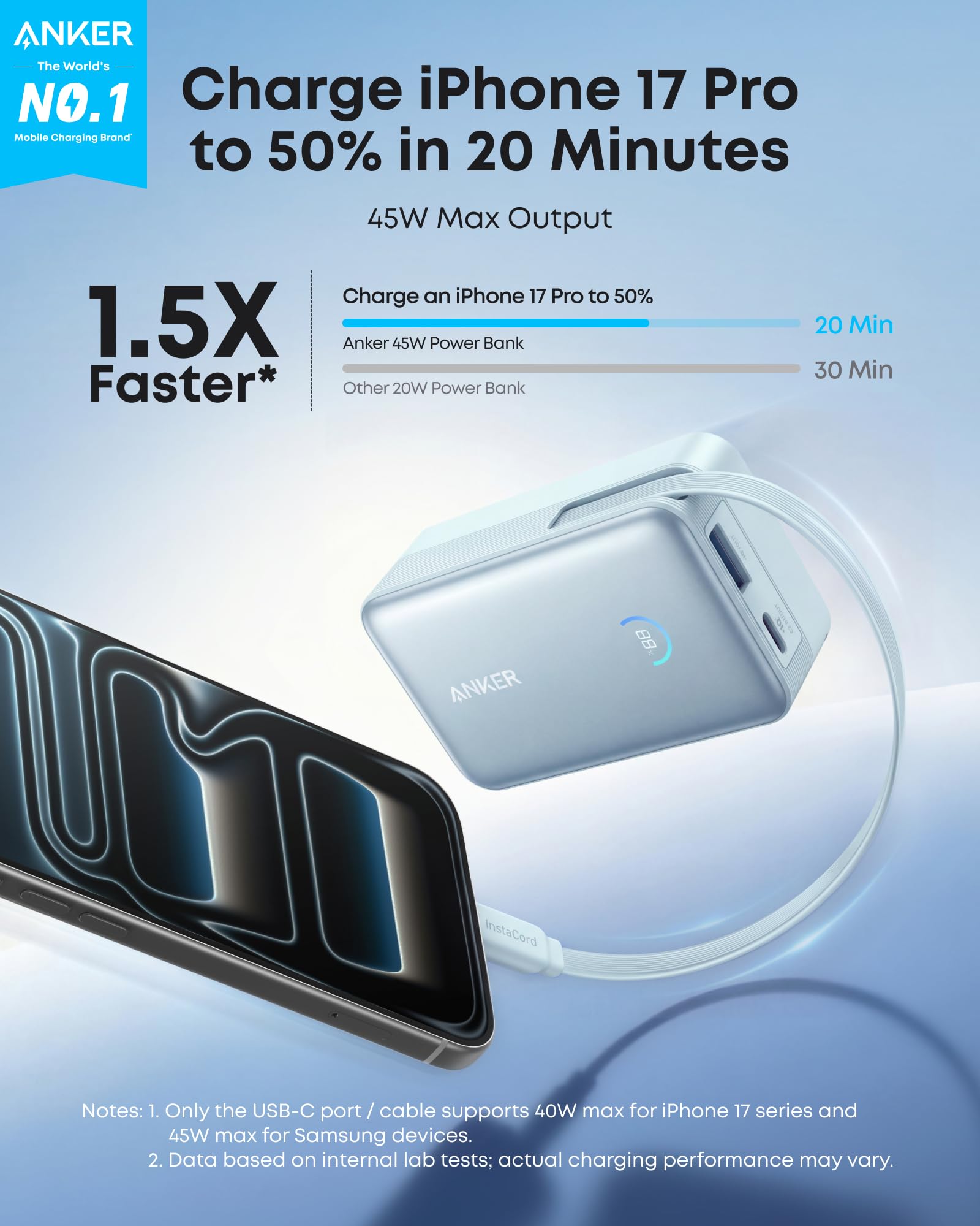 Nano Power Bank (10K, 45W, Built-In Retractable USB-C Cable) D2