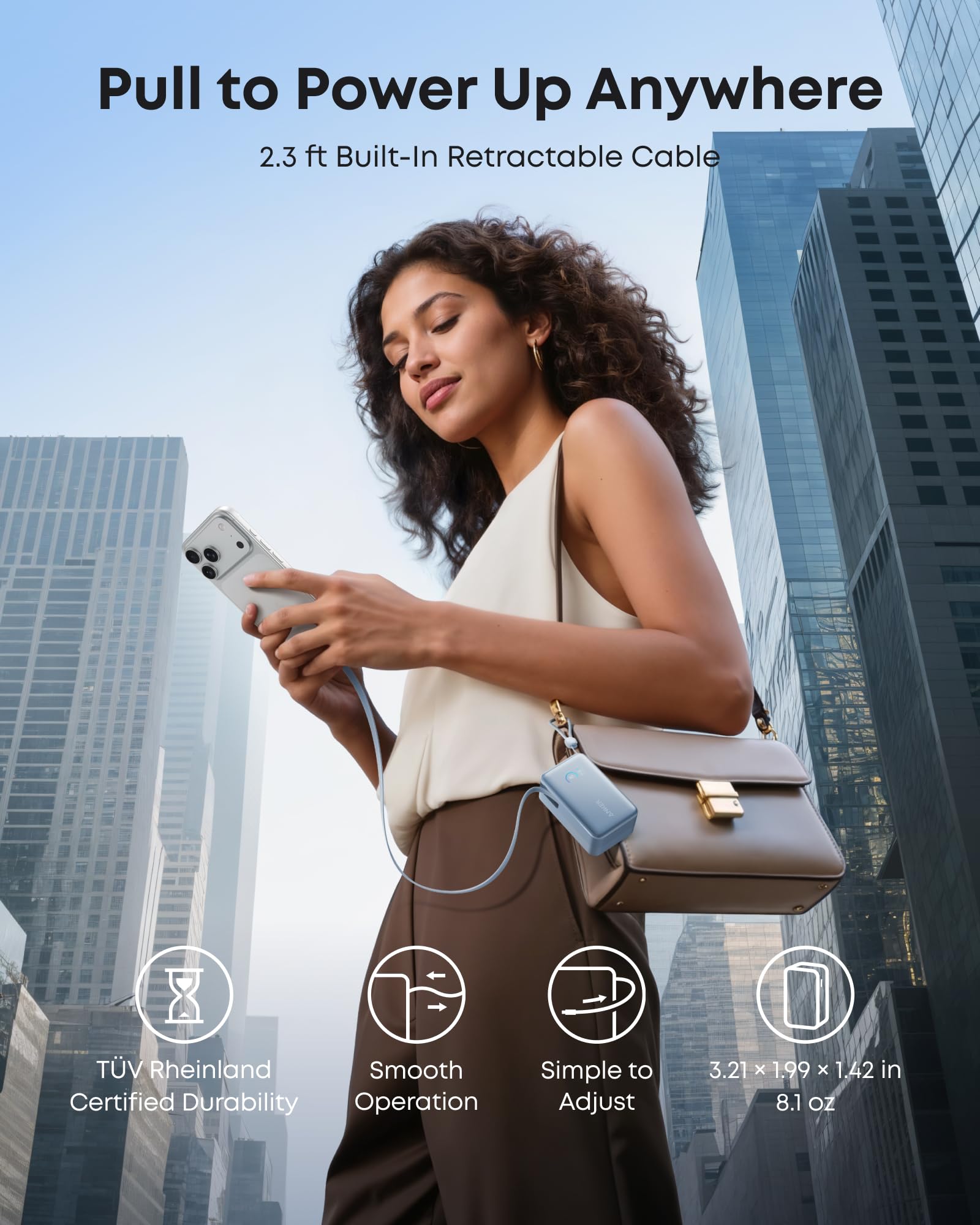 Nano Power Bank (10K, 45W, Built-In Retractable USB-C Cable) D2