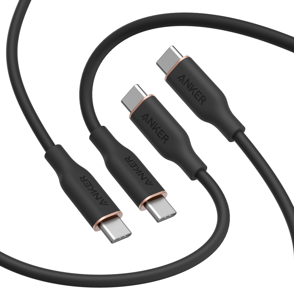643 USB-C to USB-C Cable (Flow, Silicone, 240W, 2-Pack, Midnight Black) M0