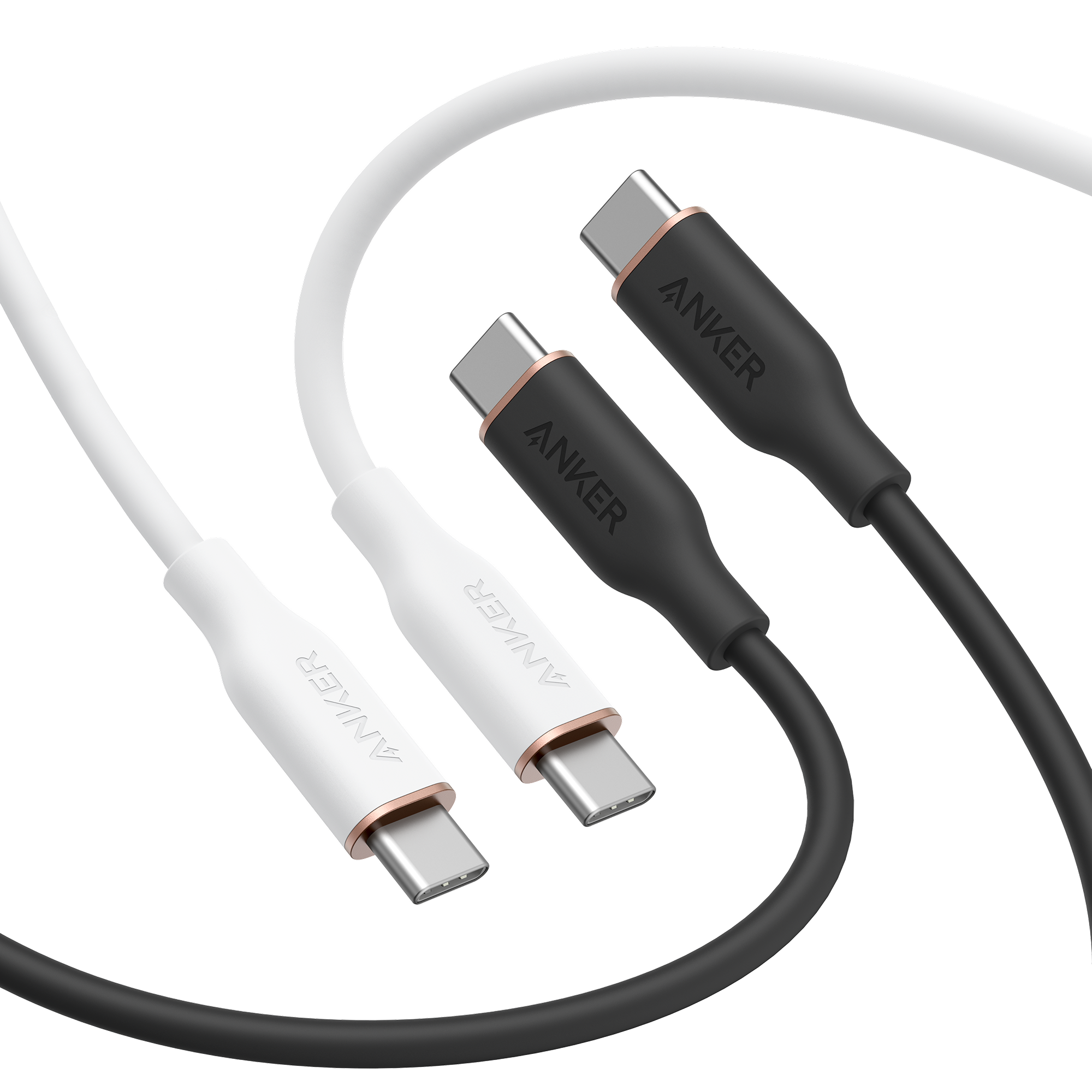 643 USB-C to USB-C Cable (Flow, Silicone, 240W, 2-Pack, Midnight Black) B9