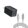 523 Charger (Nano 3, 47W) and New Nylon USB-C to USB-C 100W Cable (10 ft) X5