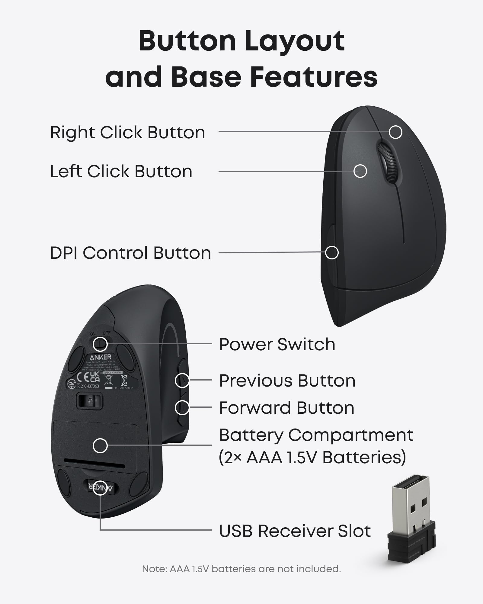 2.4G Wireless Vertical Ergonomic Optical Mouse S8