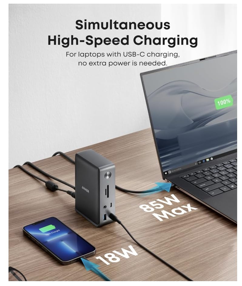 575 USB-C Docking Station (13-in-1) and New Nylon USB-C to USB-C 100W Cable (10 ft) O2
