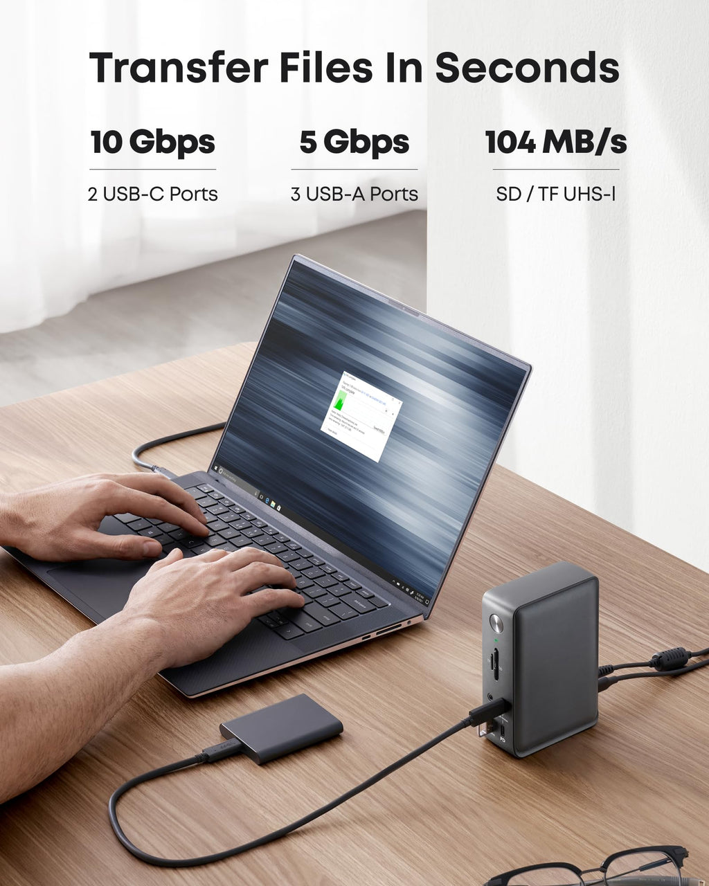 575 USB-C Docking Station (13-in-1) and New Nylon USB-C to USB-C 100W Cable (10 ft) O2